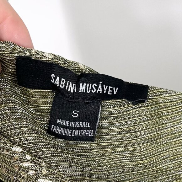 Sabina Musayev Melissa Green Metallic Ruched One Shoulder Maxi Dress - Picture 5 of 7